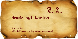 Neményi Karina névjegykártya